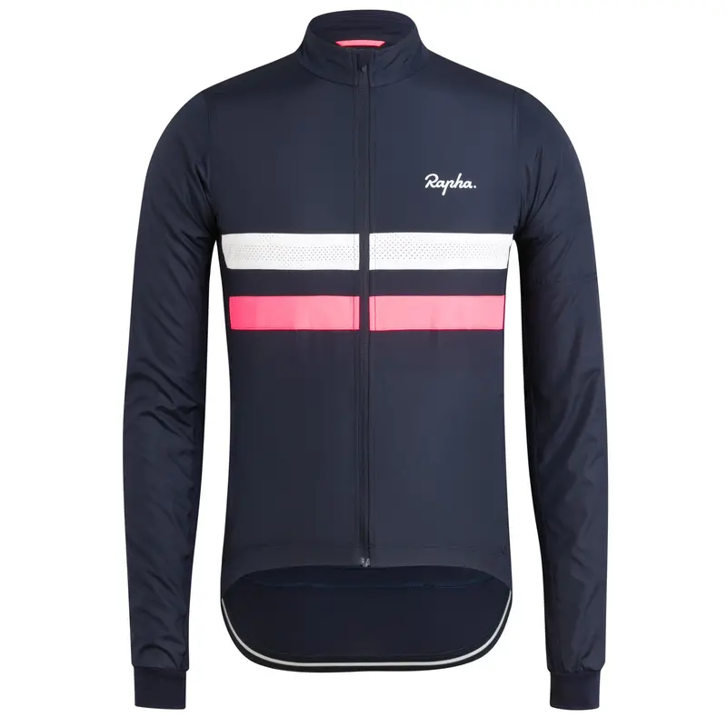 Rapha Men's Brevet Long Sleeve Windblock Jersey - Dark Navy/White 1