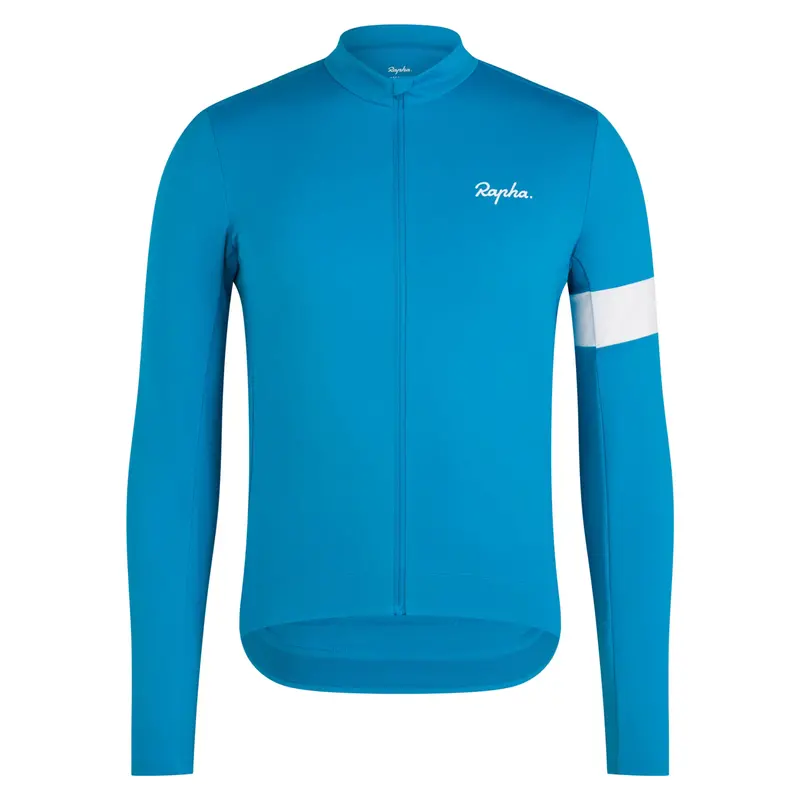 Rapha Men's Core Thermal Long Sleeve Jersey Teal Blue/White 1
