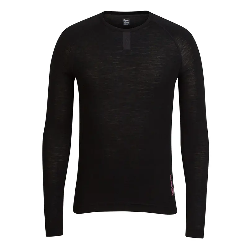 Rapha Mens Merino Long Sleeve Base Layer - Black 1