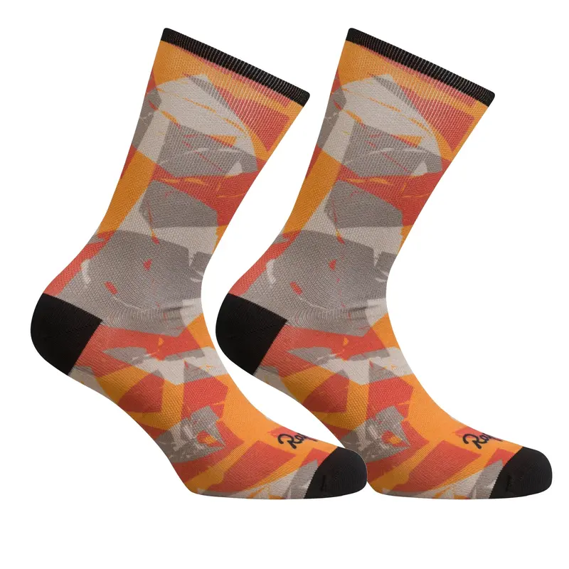 Rapha Unisex Graphic Socks, Dark Yellow/Brick 1