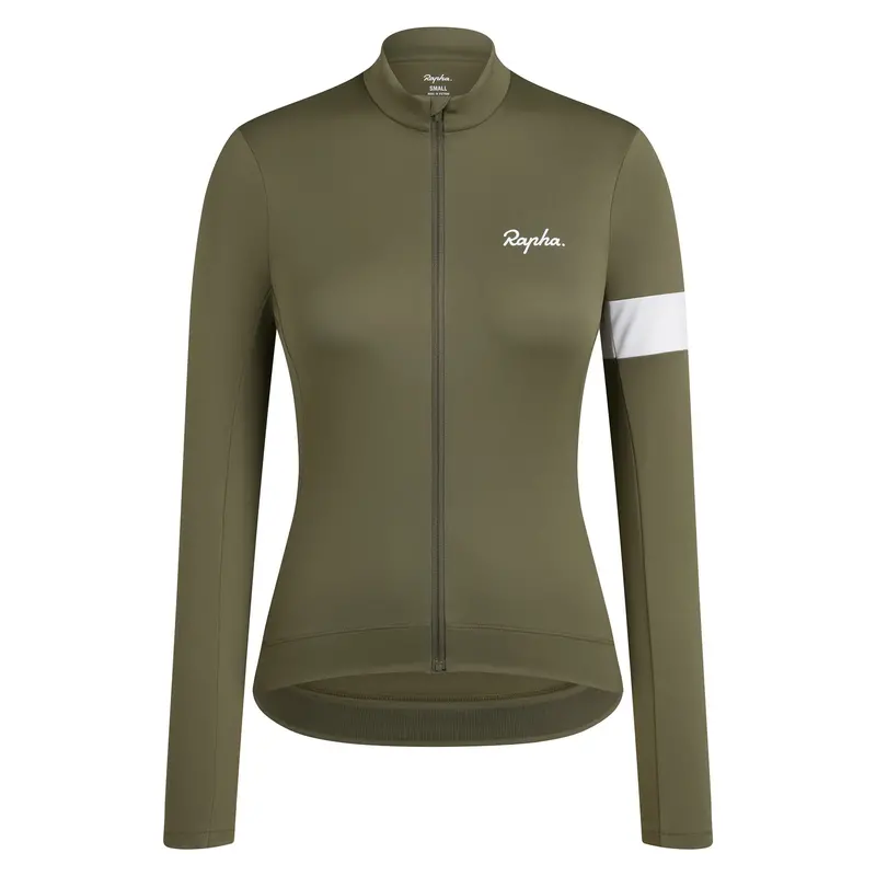 Rapha Women's Core Thermal Long Sleeve Jersey, Green / White 1