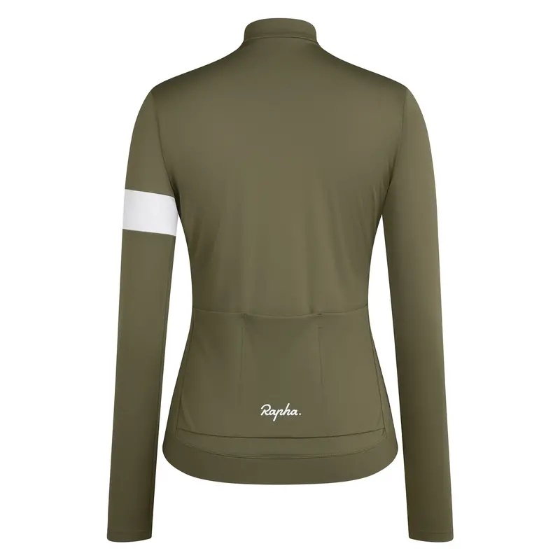 Rapha Women's Core Thermal Long Sleeve Jersey, Green / White 2