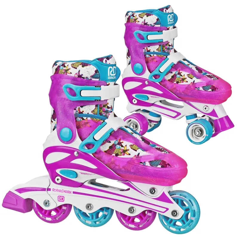 Rds Sprinter Girl's 2-In-1 Quad Skates - Zebra 1