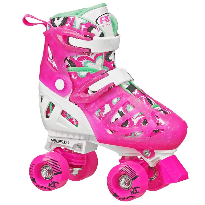 Rds Trac Star Skate Pink Green  Adjustable Roller Skates 1