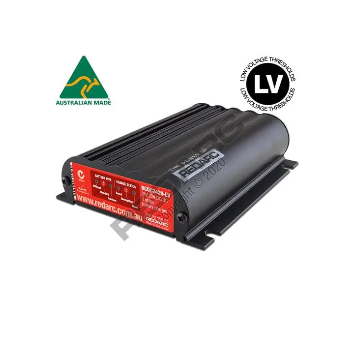 Redarc Battery Charger 3 Stage 20A 9V-32V In, 24V Out (Nom.) + Mppt Regulator, Low Voltage 1
