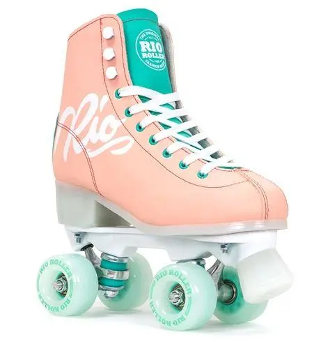 Rio Roller Script Roller Skates Peach And Green 1