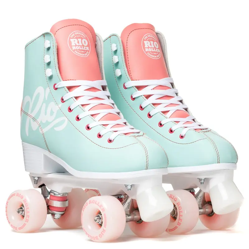 Rio Roller Script Roller Skates Teal And Coral 1