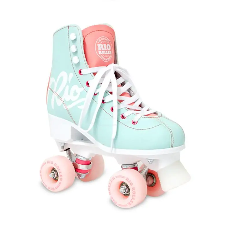Rio Roller Script Roller Skates Teal And Coral 3