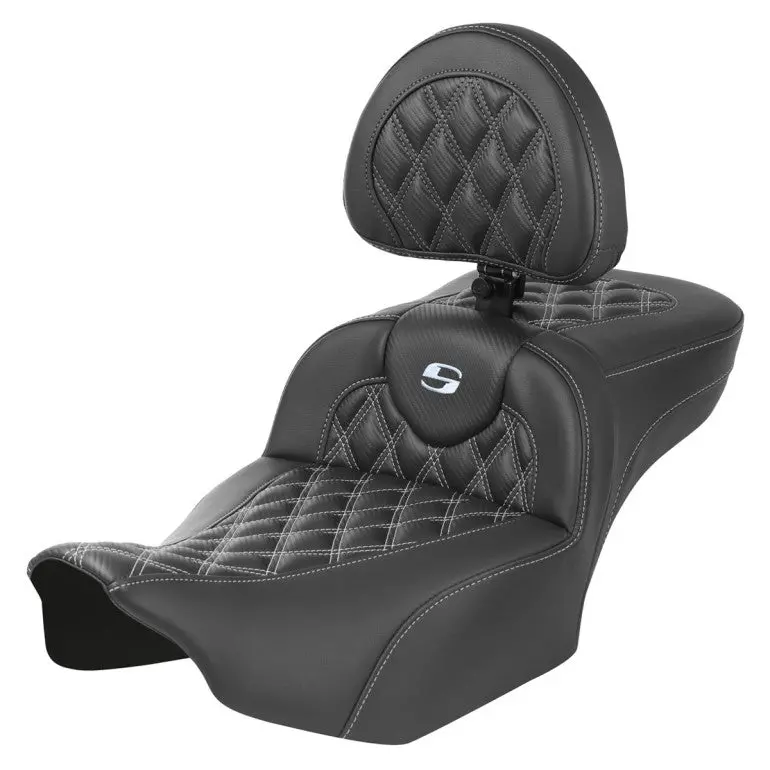 Saddlemen Roadsofa Carbon Fiber Seat with Lattice Stitch – Fits 2008–2024 Street Glide, Road Glide, Electra Glide, Road King, and CVO Models – Heated or Standard