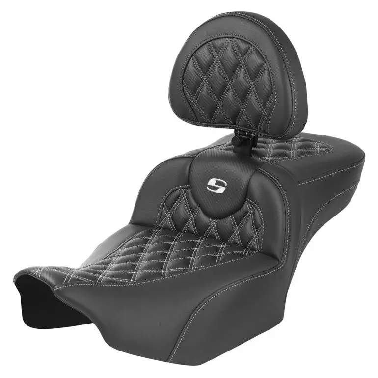Saddlemen Roadsofa Carbon Fiber Seat with Lattice Stitch – Fits 2008–2024 Street Glide, Road Glide, Electra Glide, Road King, and CVO Models – Heated or Standard