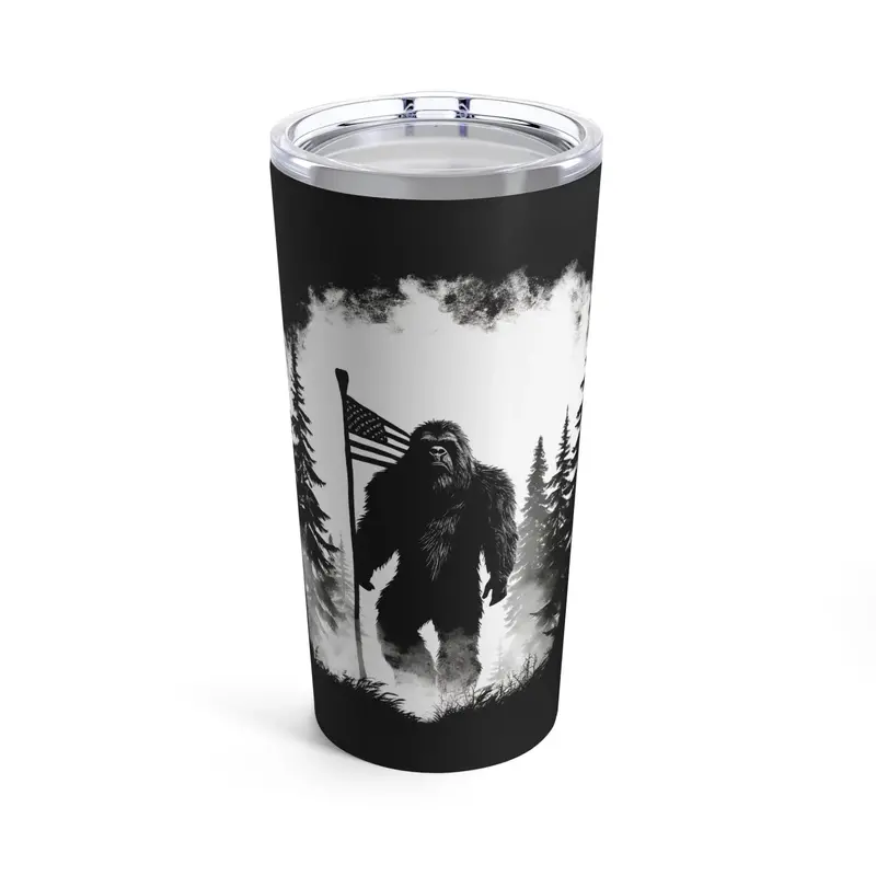 Sasquatch With American Flag Awesome Tumbler 20Oz 1