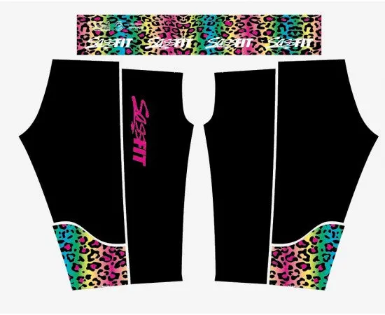 Sassfit Fluro Leopard 3/4 Compression Tights 1