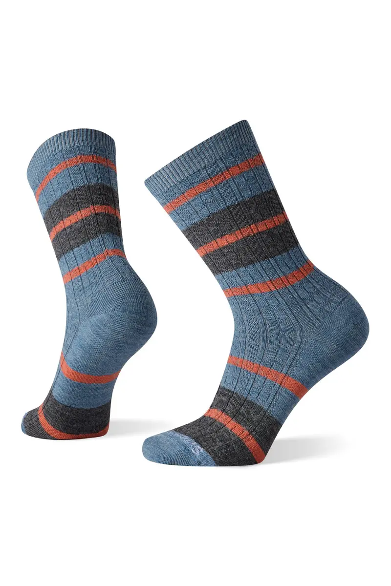 Smartwool Socks Women's Everyday Striped Cable Crew Socks 1