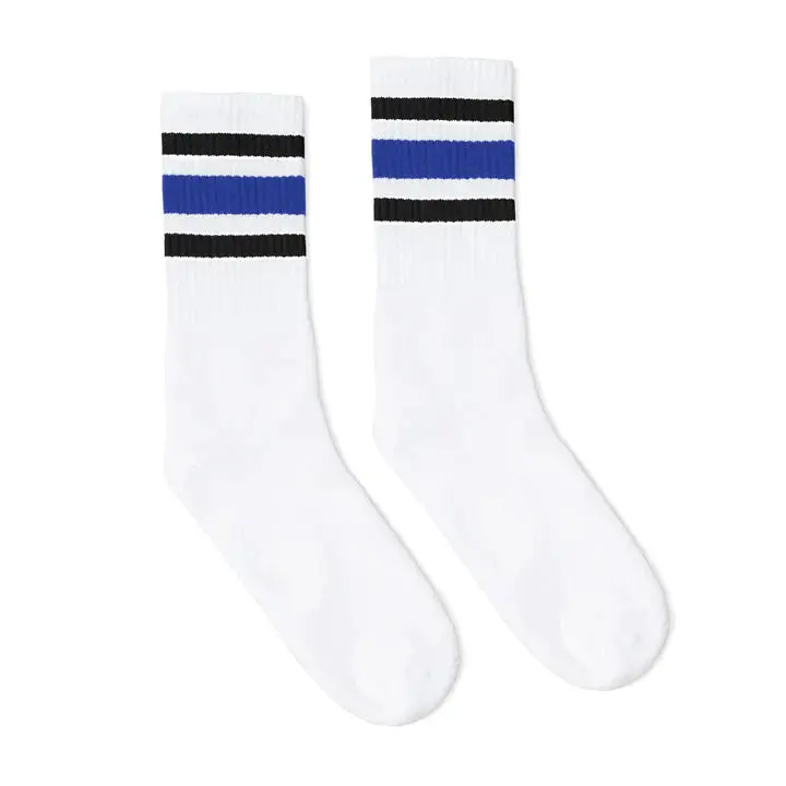 Socco Black Blue Striped Socks | White Knee High Socks 2