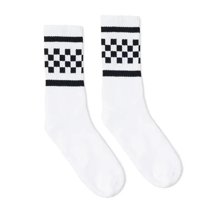 Socco Black Checkered Socks | White Mid Socks 1