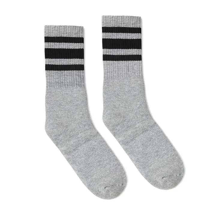 Socco Black Striped Socks | Heather Grey Mid Socks 1