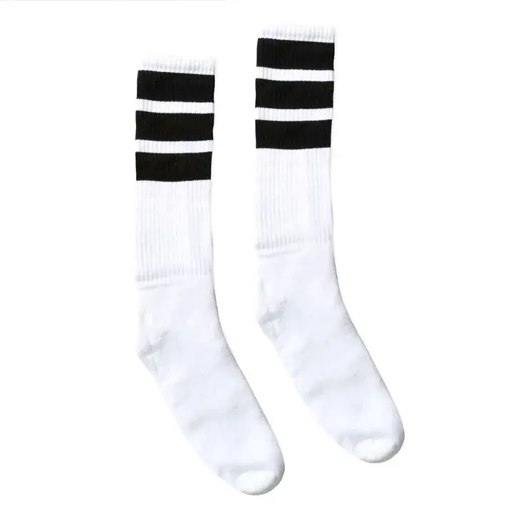 Socco Bold Black Striped Socks | White Knee High Socks 1