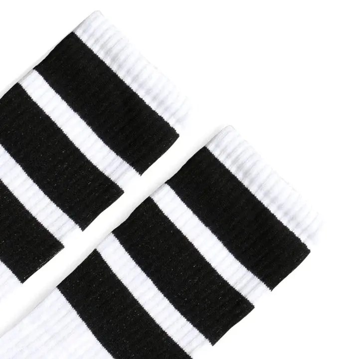 Socco Bold Black Striped Socks | White Knee High Socks 2