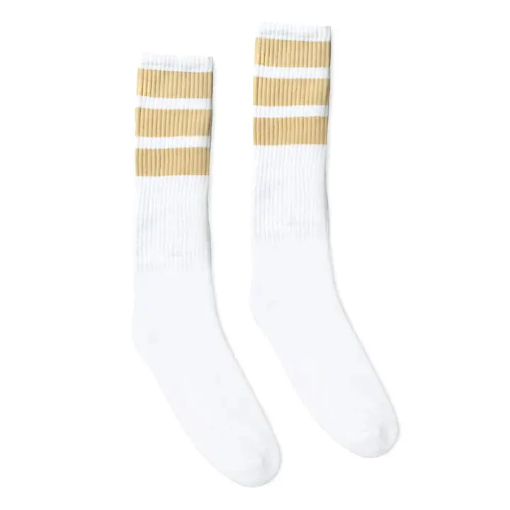 Socco Bold Vegas Gold Striped Socks | White Knee High Socks 1