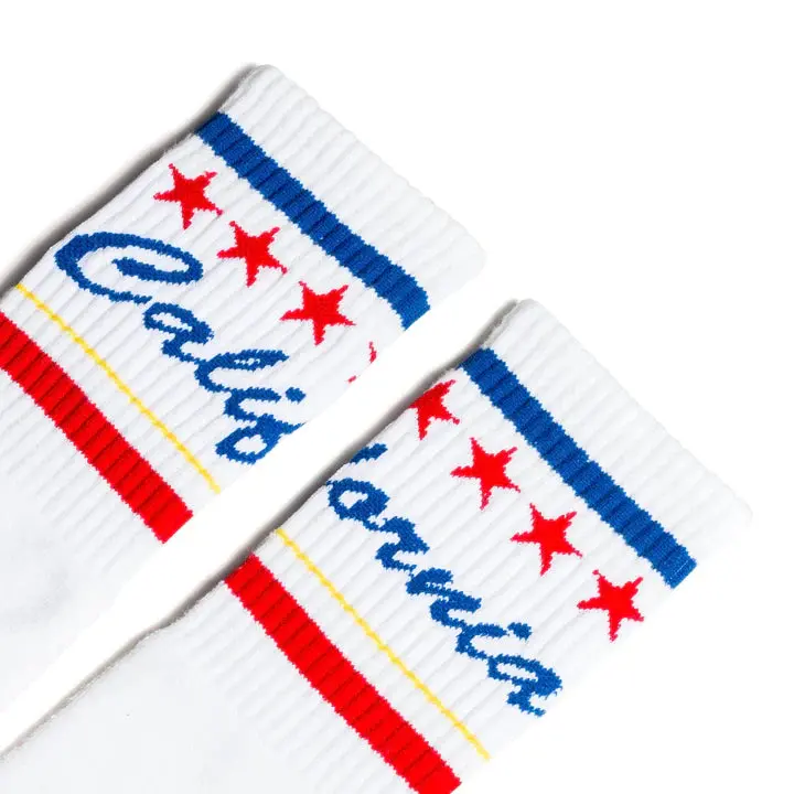 Socco Cali Words | White Mid Socks 1
