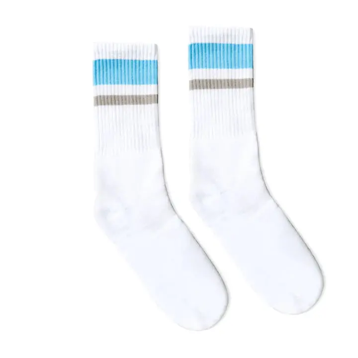 Socco Carolina Blue And Grey | White Mid Socks 1