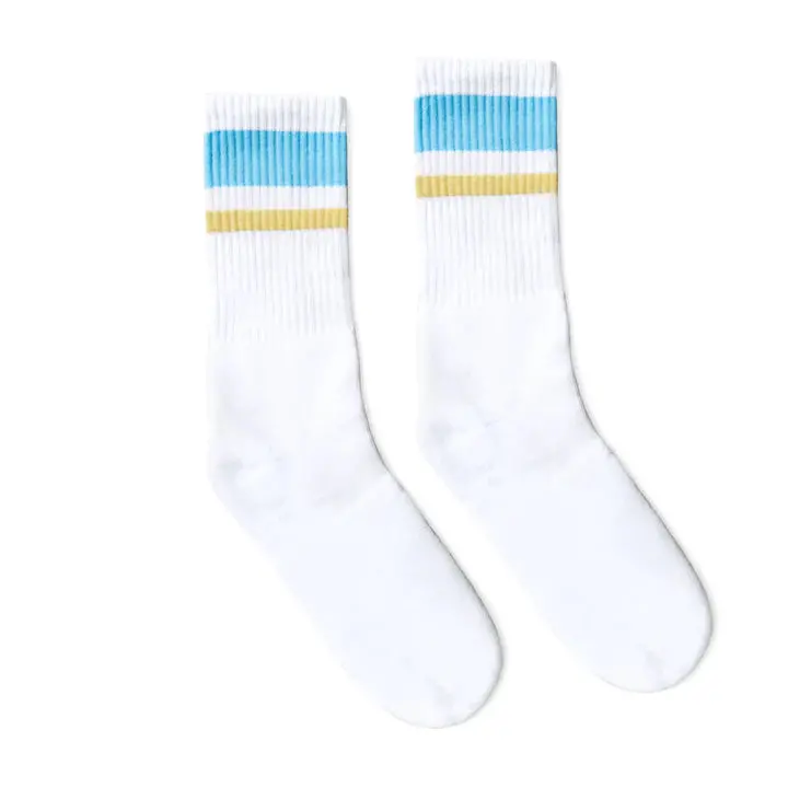 Socco Columbia Blue And Gold | White Mid Socks 1