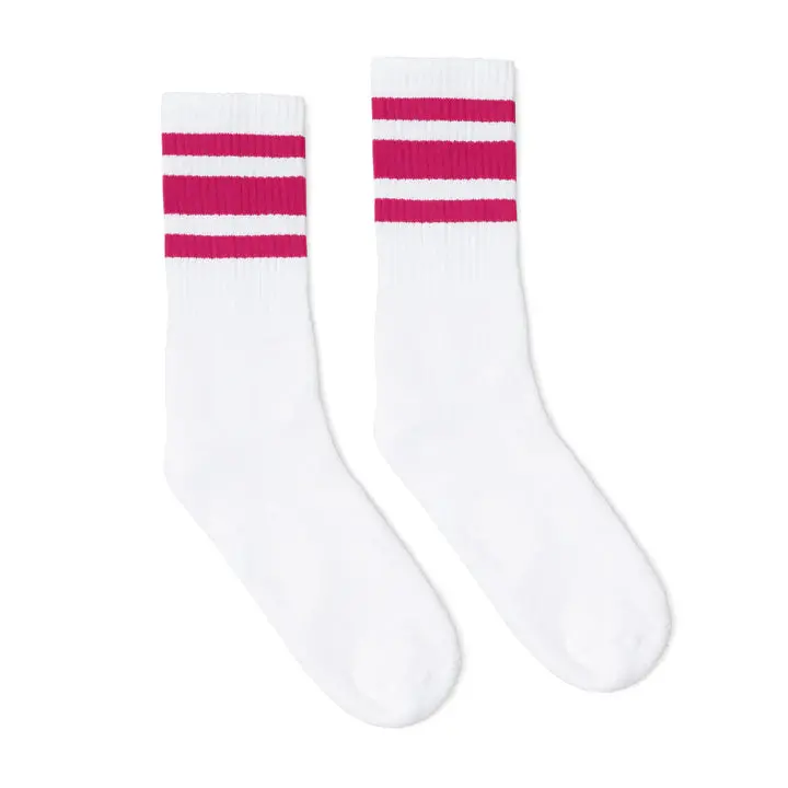 Socco Fuchsia Striped Socks | White Mid Socks 1