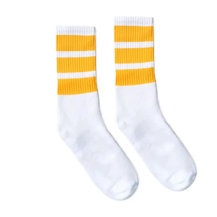 Socco Gold Thick Striped | White Mid Socks 1