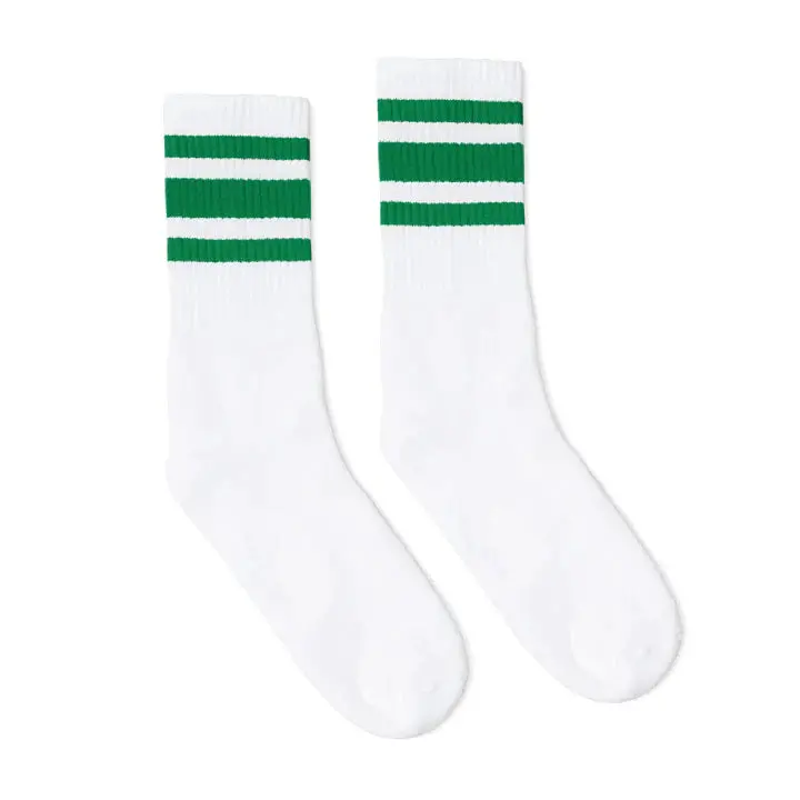 Socco Green Striped | White Mid Socks 1