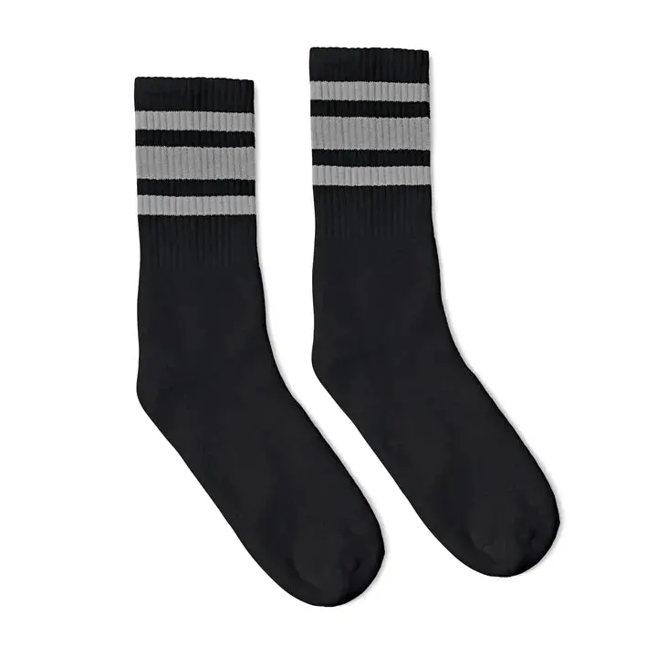 Socco Grey Striped | Black Mid Socks 1