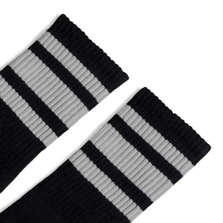 Socco Grey Striped | Black Mid Socks 2