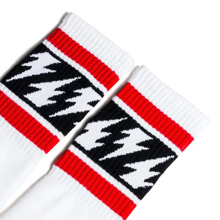 Socco Mike Vallely Lightning Bolt | White Mid Socks 2