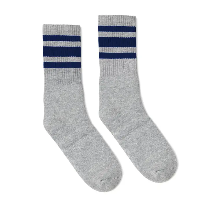 Socco Navy Striped Socks | Heather Grey Mid Socks 1