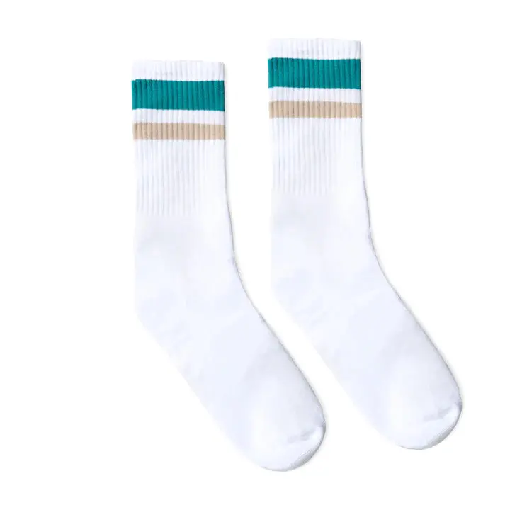 Socco Teal And Oatmeal | White Mid Socks 1