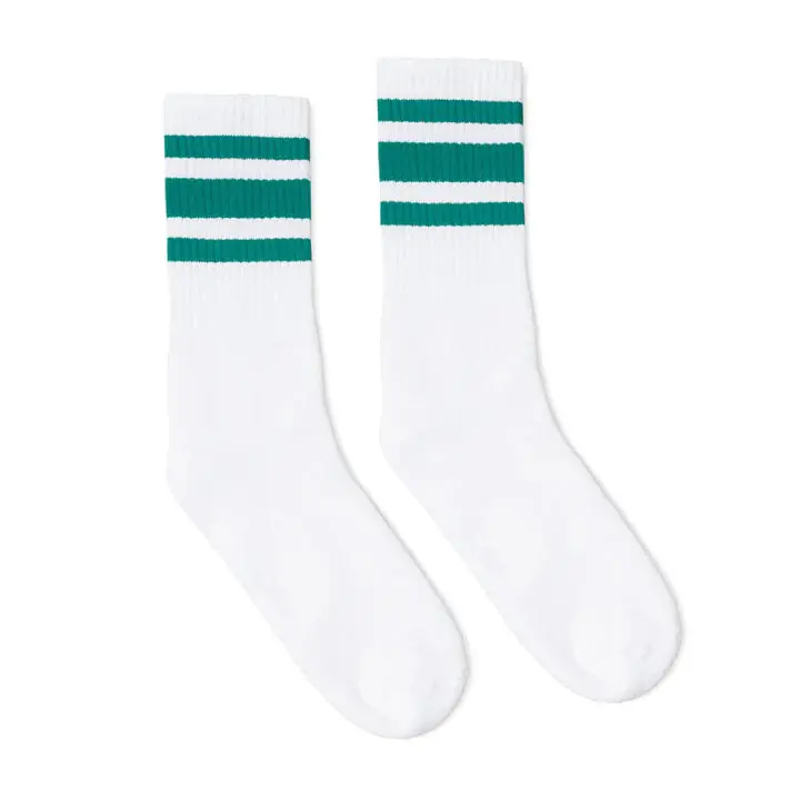 Socco Teal Striped Socks | White Mid Socks 1