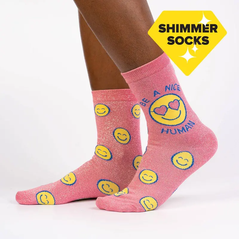 Sock It To Me Be A Nice Human Womens Crew Socks 1