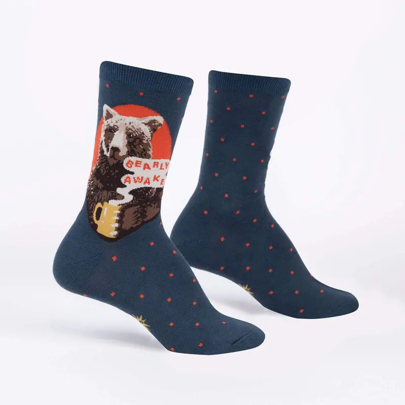 Sock It To Me Bearly Awake Womens Crew Socks 1
