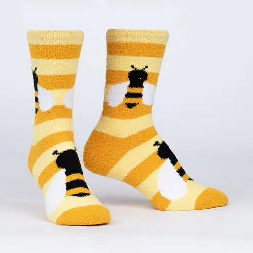 Sock It To Me Bee Cozy Womens Crew Slipper Socks 1