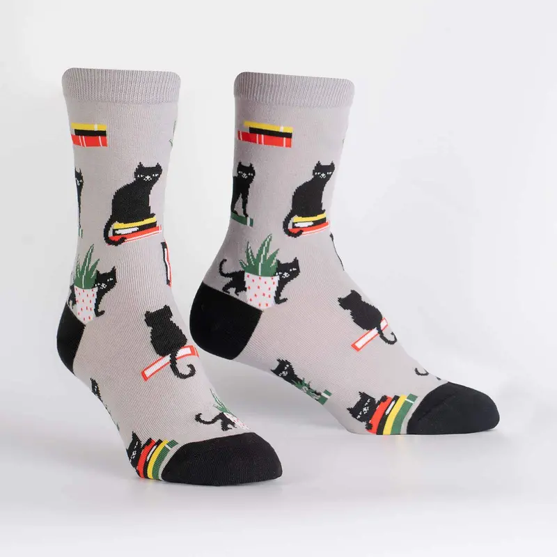 Sock It To Me Booked For Meow Womens Crew Socks 1