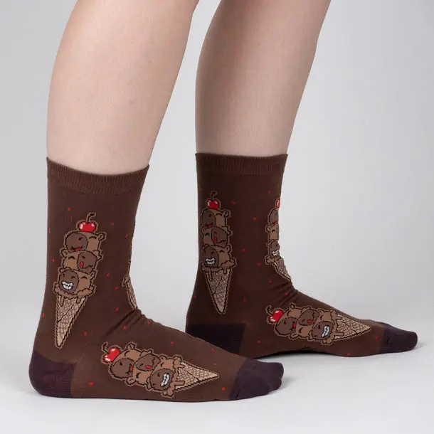 Sock It To Me "Choco-Bara Ice Cream" Womens Crew Sock 1