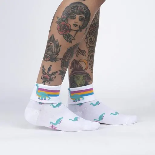 Sock It To Me Dino-Mite Turn Cuff Crew Socks 1