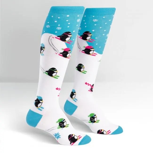 Sock It To Me Downhill Penguins Knee High Socks 1