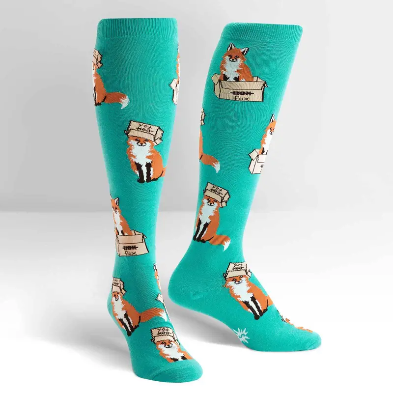 Sock It To Me Foxes In Boxes Knee High Socks 1