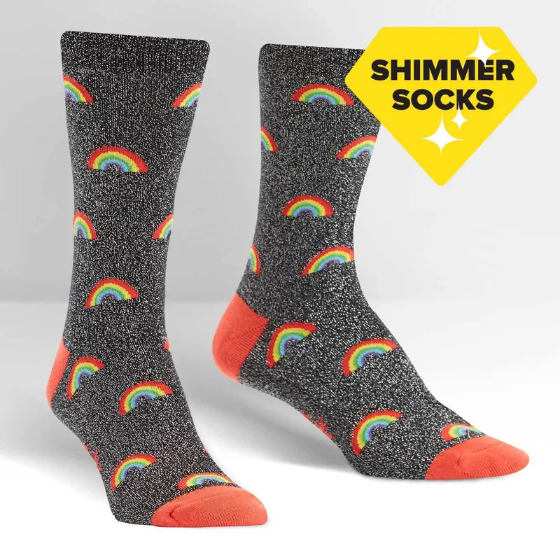 Sock It To Me Glitter Over The Rainbow Womens Crew Socks 1