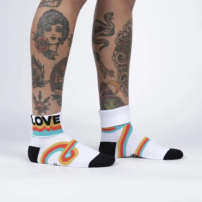 Sock It To Me Groovy Love Turn Cuff Crew Socks 1