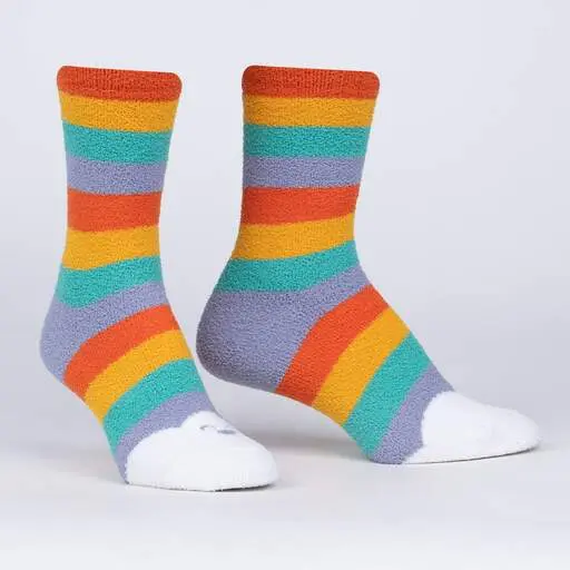 Sock It To Me Happy Toes Womens Crew Slipper Socks 1