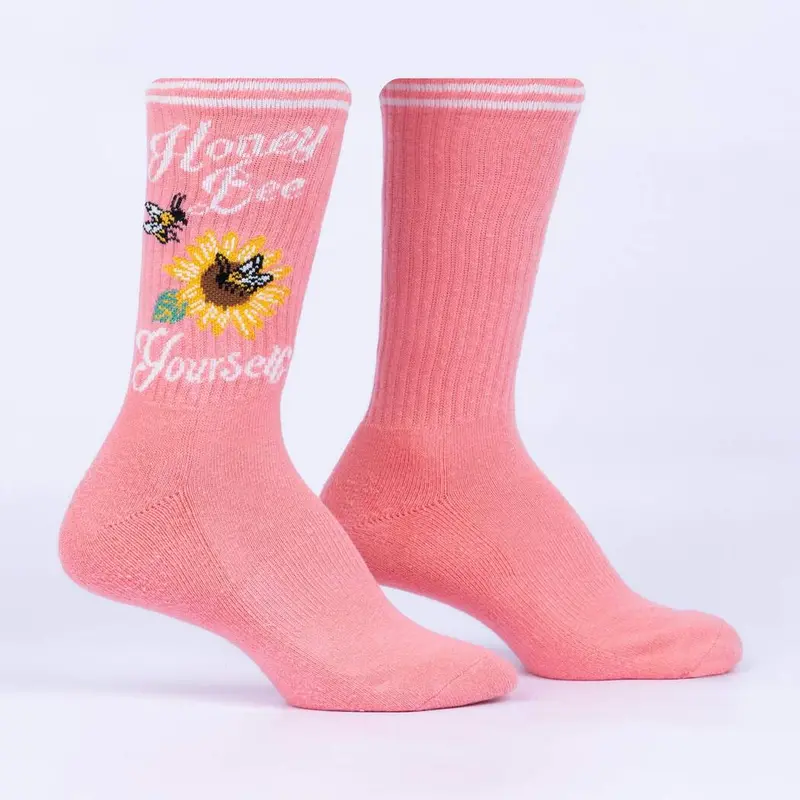 Sock It To Me Honey Bee Yourself Ribbed Crew Athletic Socks 1