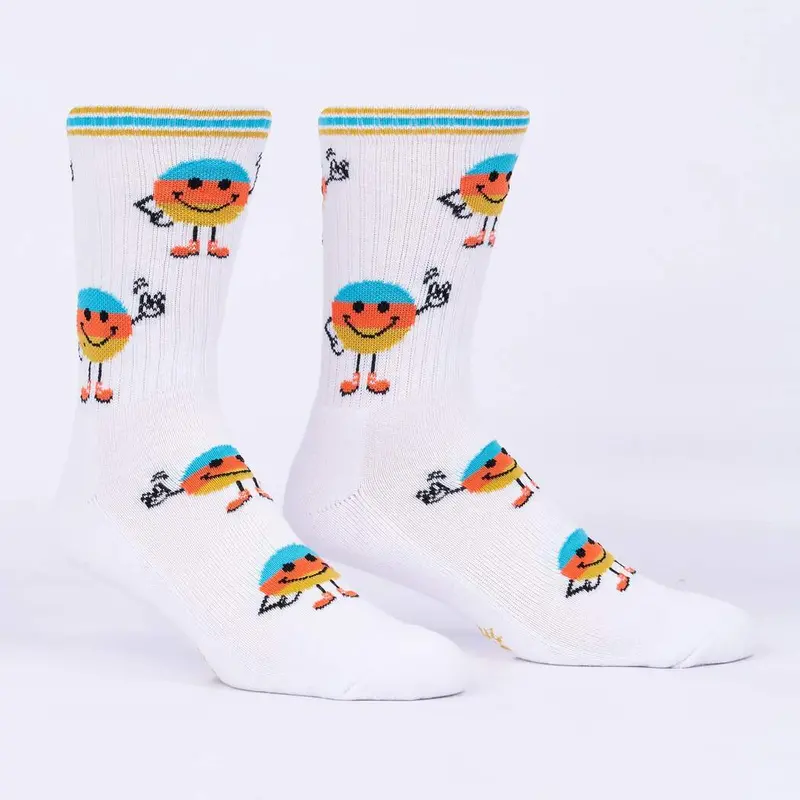Sock It To Me My Happy Face Ribbed Crew Athletic Socks 1