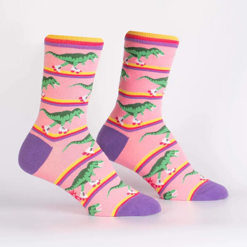 Sock It To Me Rawr-Ler Rink Womens Crew Socks 1