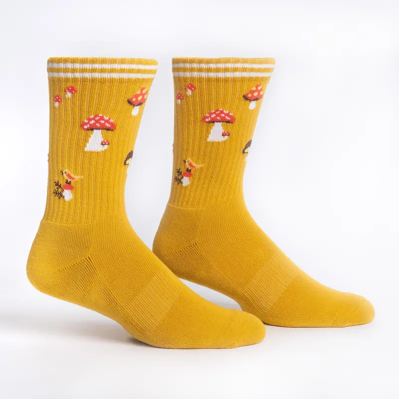 Sock It To Me Shrooms Ribbed Crew Athletic Socks 1
